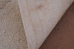CARVED BENI OURAIN MOROCCAN RUG- HANDWOVEN IVOORY BERBER WOOL RUG