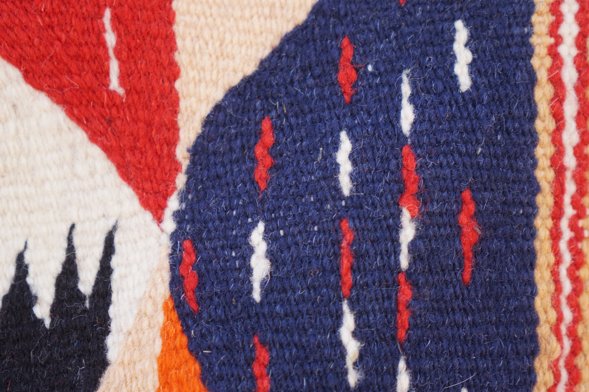 ABSTRACT BERBER PICASO RUG  -  HANDWOVEN GEOMETRIC WOOL CARPET