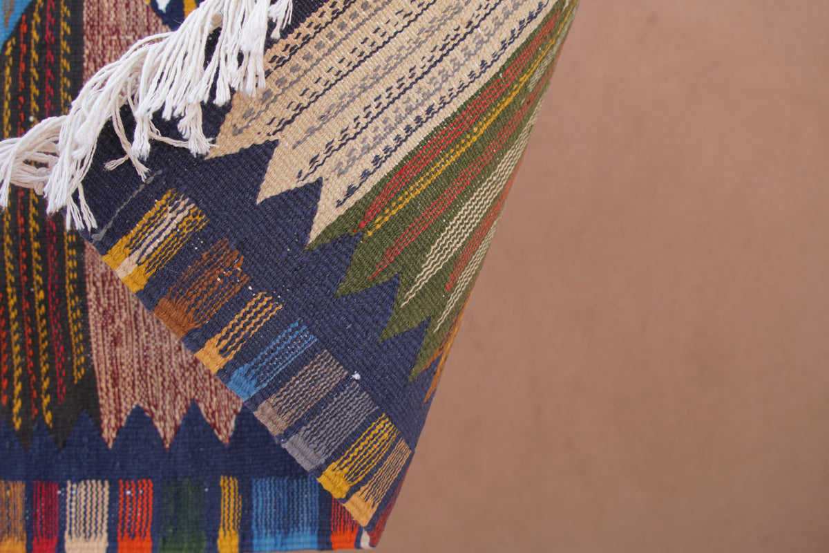 MOROCCAN  PICASO  BERBER RUG - HANDMADE  FLATWEAVE KILIM