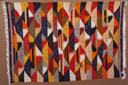 ABSTRACT BERBER PICASO RUG  -  HANDWOVEN GEOMETRIC WOOL CARPET