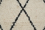 MINIINIMALIST BENI OURAIN MOROCCAN RUG - BLACK IVORY WOOL PIECE Beni Ourain Moroccan Rug