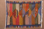MOROCCAN  PICASO  BERBER RUG - HANDMADE  FLATWEAVE KILIM