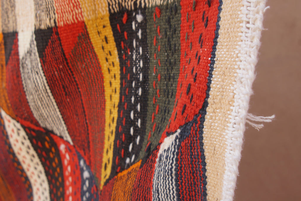HANDMADE MOROCCAN BERBER PICASO FLATWEAVE RUG