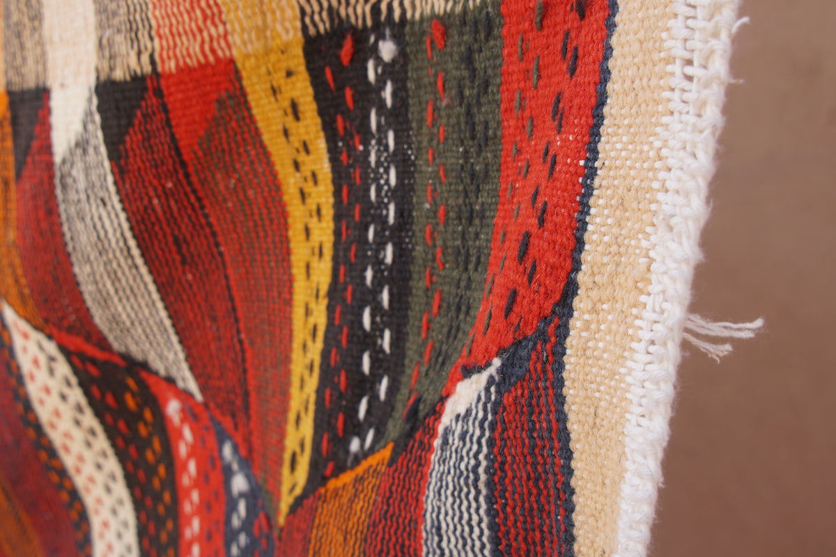 HANDMADE MOROCCAN BERBER PICASO FLATWEAVE RUG