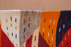 ABSTRACT BERBER PICASO RUG  -  HANDWOVEN GEOMETRIC WOOL CARPET