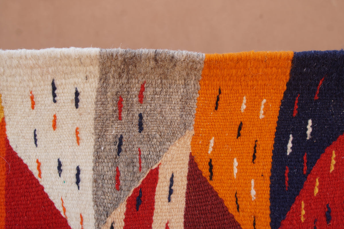 ABSTRACT BERBER PICASO RUG  -  HANDWOVEN GEOMETRIC WOOL CARPET