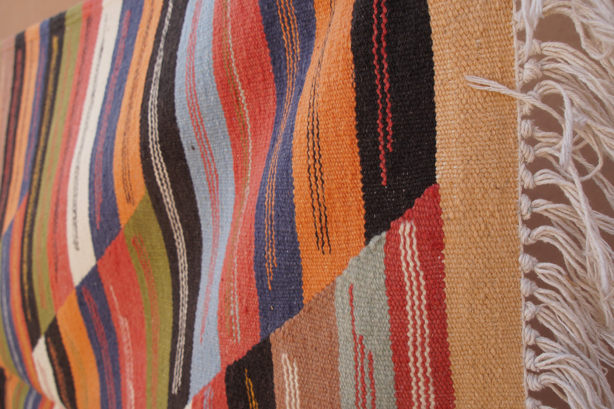 MOROCCAN BERBER PICASO FLATWEAVE RUG- HANDMADE AMAZIGH
