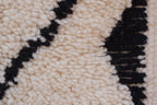 MINIINIMALIST BENI OURAIN MOROCCAN RUG- BLACK IVORY WOOL PIECE