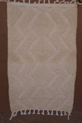 BENI OURAIN MOROCCAN RUG - MINIMAL DIAMOND BEIGE WOOL RUG