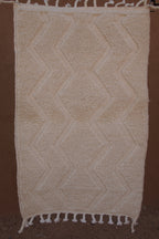 BENI OURAIN MOROCCAN RUG - MINIMAL DIAMOND BEIGE WOOL RUG