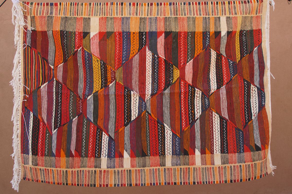 HANDMADE MOROCCAN BERBER PICASO FLATWEAVE RUG