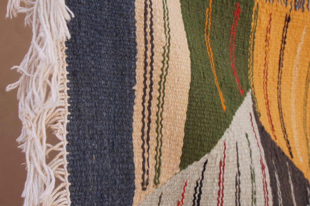 BERBER PICASO RUG- ABSTRACT FLAT WEAVE WOOL CARPET