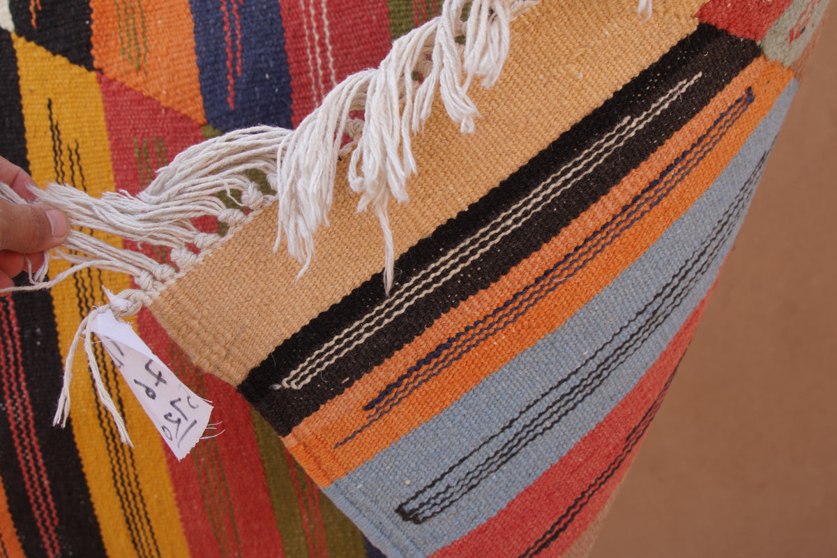 MOROCCAN BERBER PICASO FLATWEAVE RUG- HANDMADE AMAZIGH