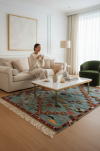 AKHNIF TAZNAKHT LIGHT MAJORELLE BLUE COLOR - INDIGO AKHNIF MOROCCAN RUG