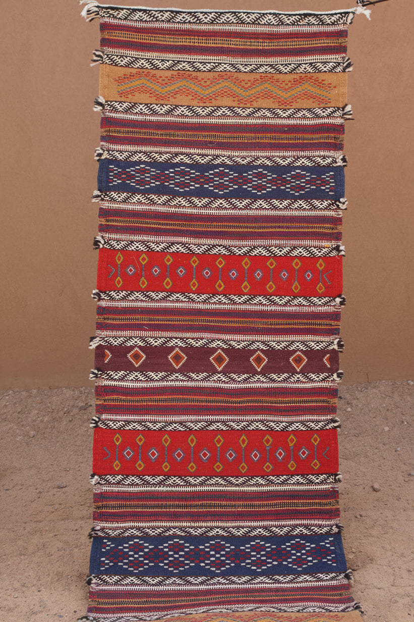 AKHNIF THREE TECHNIQUE RUG - FLAT WEAVE BERBER WOOL RUG