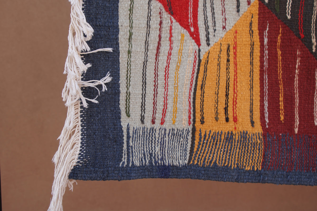 BERBER PICASO RUG- ABSTRACT FLAT WEAVE WOOL CARPET