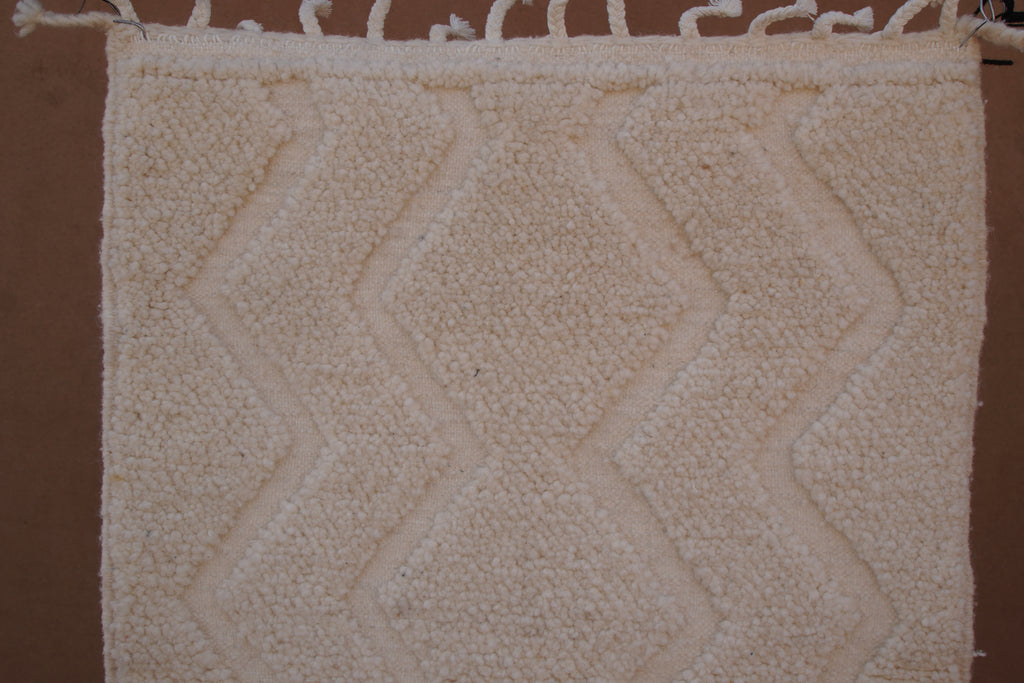 BENI OURAIN MOROCCAN RUG - MINIMAL DIAMOND BEIGE WOOL RUG