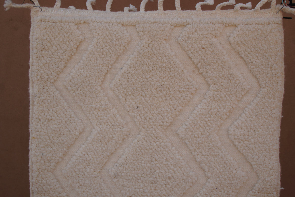 BENI OURAIN MOROCCAN RUG - MINIMAL DIAMOND BEIGE WOOL RUG