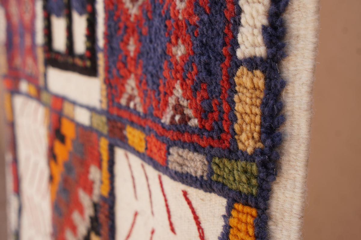 MOSAIC BERBER PICASSO RUG- HANDWOVEN TAZNAKHT WOOL CARPET