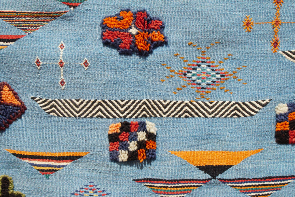 AKHNIF TAZNAKHT LIGHT MAJORELLE BLUE COLOR - INDIGO AKHNIF MOROCCAN RUG