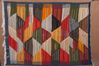 BERBER PICASO RUG- ABSTRACT FLAT WEAVE WOOL CARPET