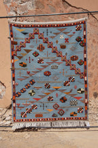 AKHNIF TAZNAKHT LIGHT MAJORELLE BLUE COLOR - INDIGO AKHNIF MOROCCAN RUG
