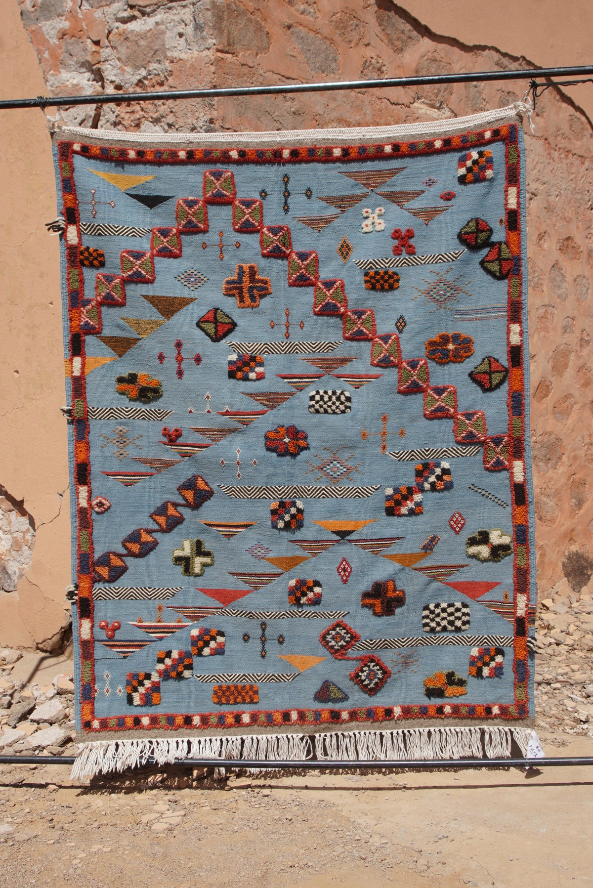 AKHNIF TAZNAKHT LIGHT MAJORELLE BLUE COLOR - INDIGO AKHNIF MOROCCAN RUG